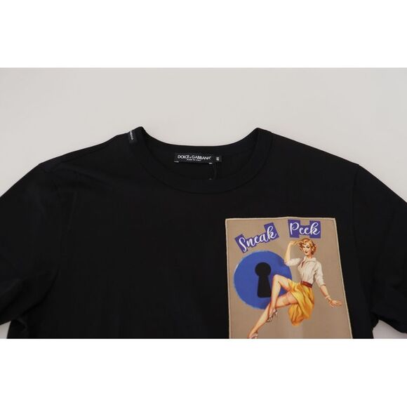 Dolce & Gabbana Black Sneak Peek Cotton Short Sleeve Men's T-shirt